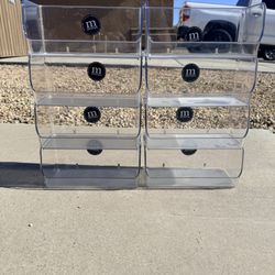 (8) Stacking M Design Plastic Storage Containers (LxWxH: 4.5” x 9” x 4.5”)