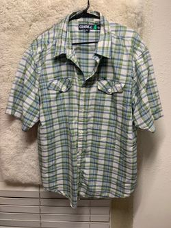 Men’s O’Neill Brand Green Short Sleeve Shirt Button Down Shirt Size XL