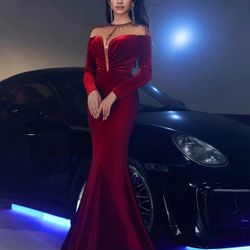 Burgundy Velvet Dress (S)