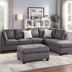 3-Piece Sectional Sofa Set W/ Ottoman