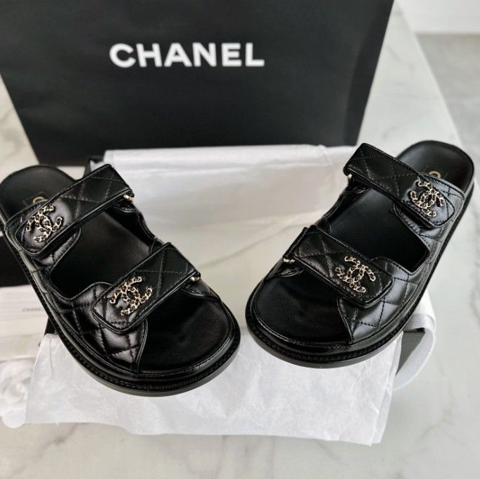 Black Sheepskin Velcro Slippers