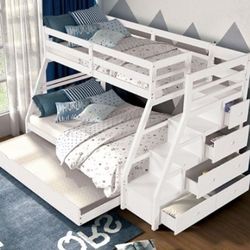 Storage Triple Bunkbed.  $795.   Or $1325 with all 3 Mattresses.  
