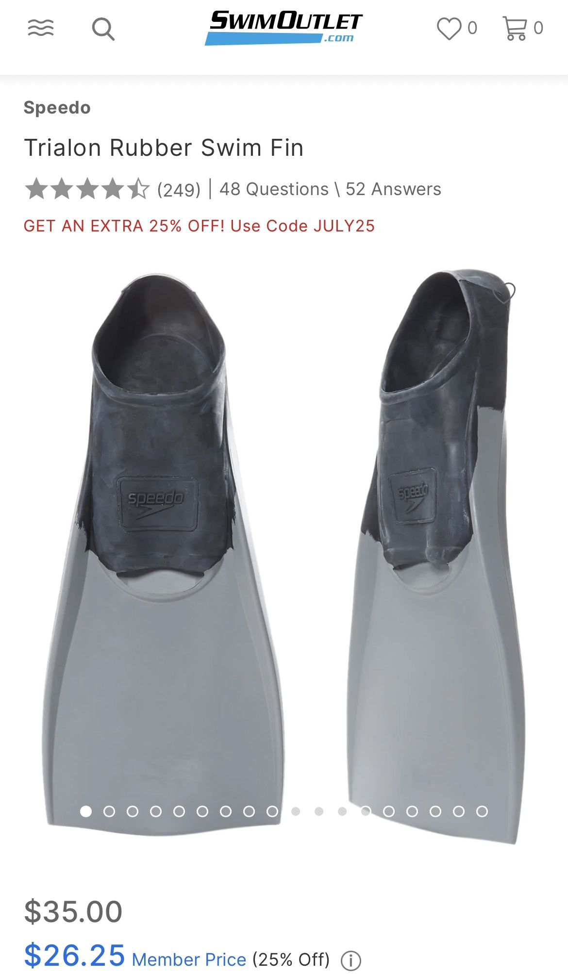 Speedo Swim Fins XL New