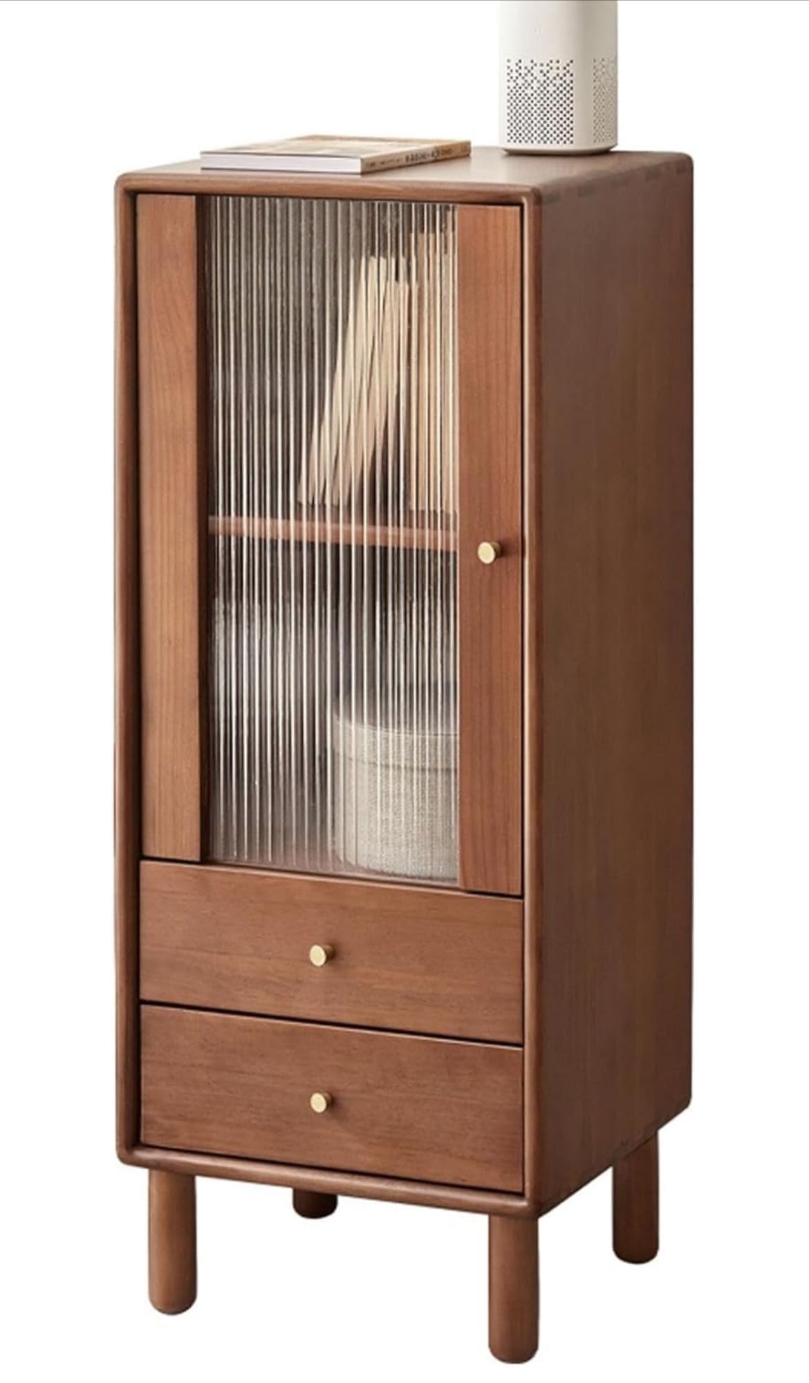 100% Solid Oak Wood Storage Cabinet with Drawers & Door-Floor Cabinet,Accent Cupboard-Versatile Sideboard for Living Room, Entryway, Kitchen-37.4IN,Wa