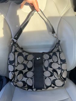 Coach Black and Gray Signature Hobo Shoulder Bag