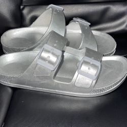 Justice Girl Slides Silver 
