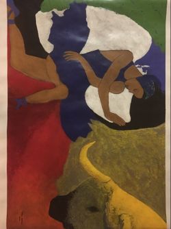 Painting of the series bulls and dancers by Ángel Hurtado.