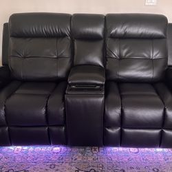 Black Leather Sectional 