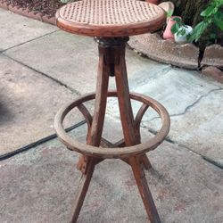 Antique Drafting Table Chair Oak Wood Adjustable Stool