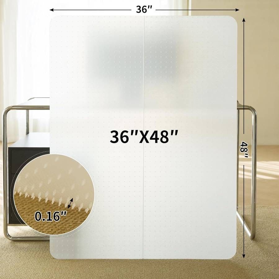 Heavy Duty Chair Mats for Carpet Floor,36”X 48”Slip Resistant Office and Computer Under Desk Protector,Transparent Rectangular Collapsible Chair Mat w