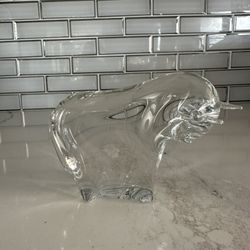Vtg KONSTGLAS Glass Big Bull Sweden Paperweight Mid Century Modern Tarus Sign