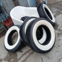 FIRESTONE 670-15 BIAS PLY WHITE WALL TIRES!!!550$