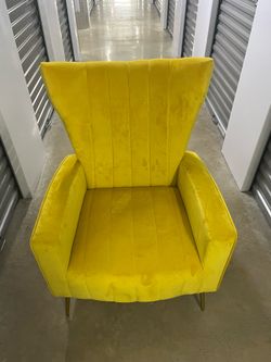 Yellow Velvet Accent Chair