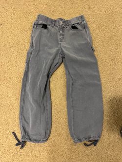 BDG blue gray cargo pants with adjustable tie ankles, size 6
