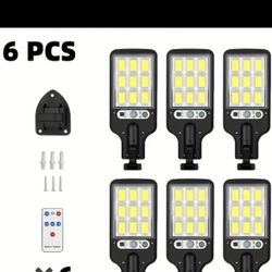 6pack Solar Street Lamp, Outdoor Wall Light, 3 Lighting Modes With Motion Sensor, Solar Sensor LED Street Light Suitable For Outdoor Garden, Street, 