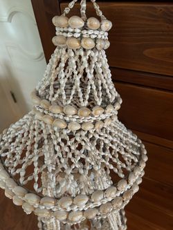 Vintage 70s Cowrie Shell chic chandelier