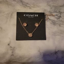 Coach Necklace And Earring Set