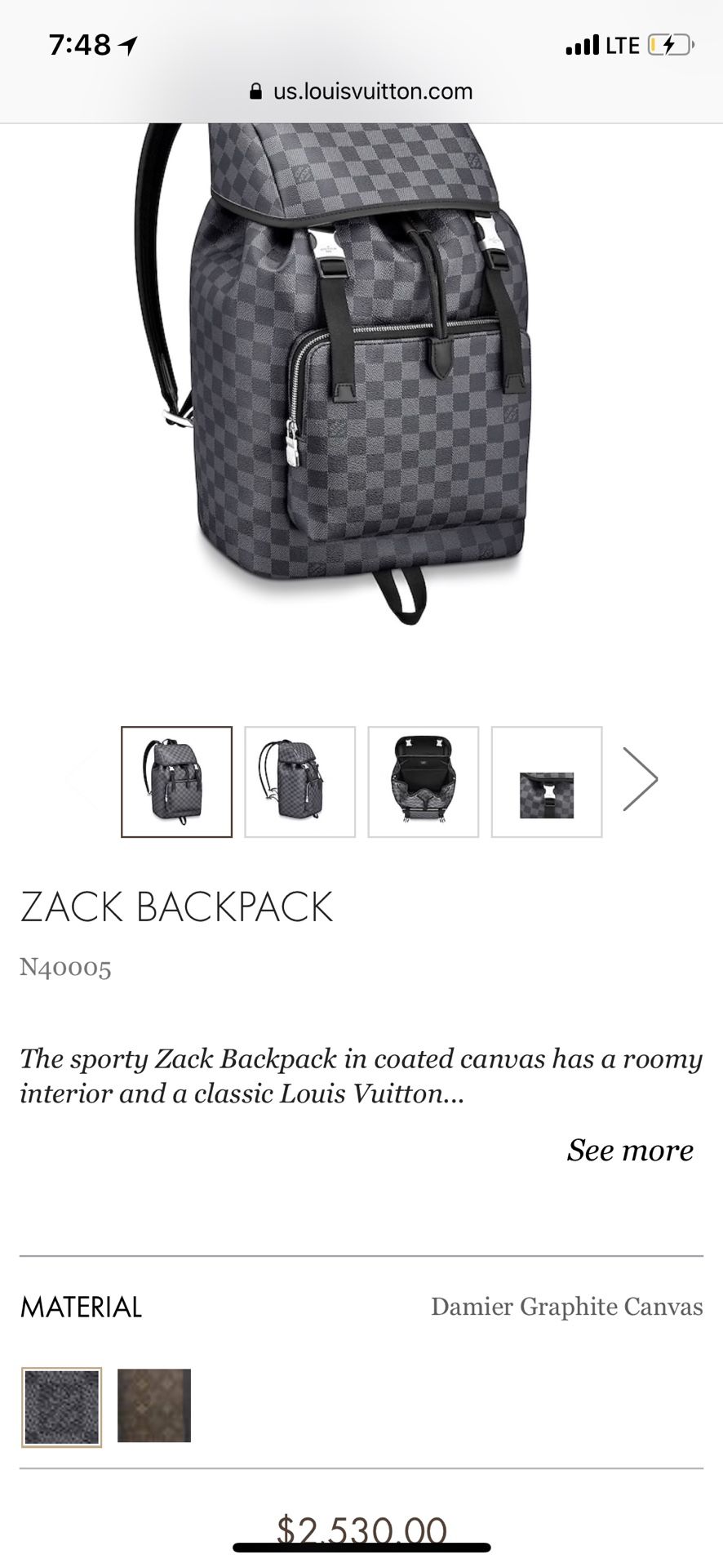Louis Vuitton, Bags, Louisvuitton Damier Graphite Canvas Zack Backpack  Rucksack Black