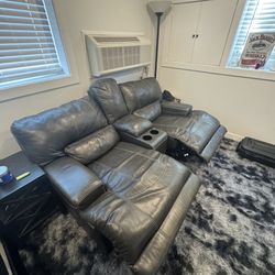 Electric Reclining Leather Couch