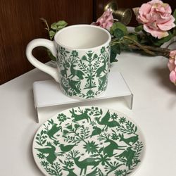Green Floral & Jungle Animals Cup and Saucer Set