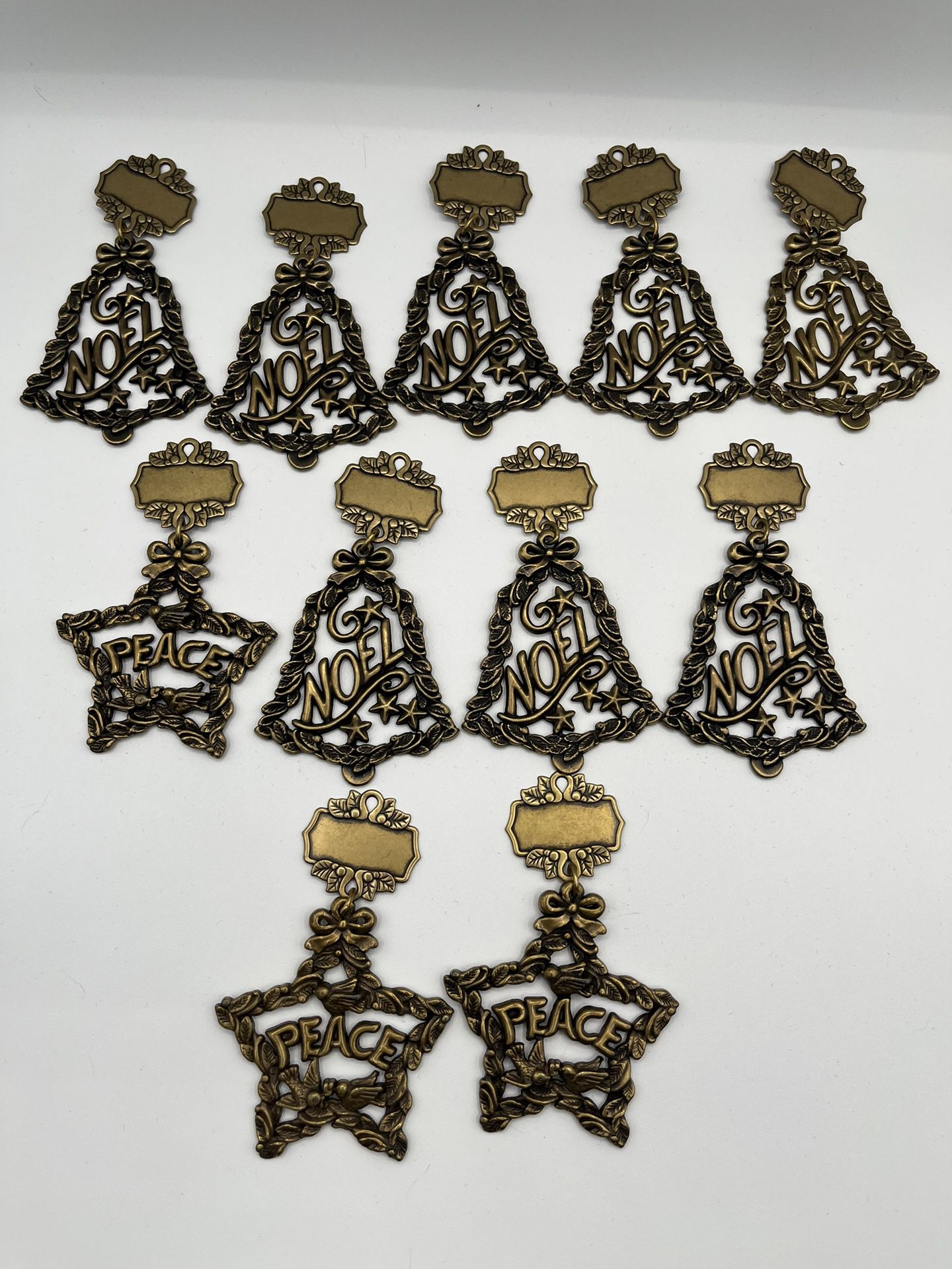 Vintage 1996 Gloria Duchin  Brass Christmas Ornaments. Set Of 11 Pieces 