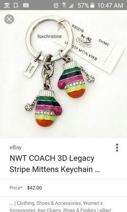 Coach 3D Legacy stipe keychain