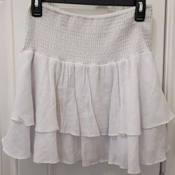 Guess White Smocked Tiered Ruffled Mini Skirt Size Small