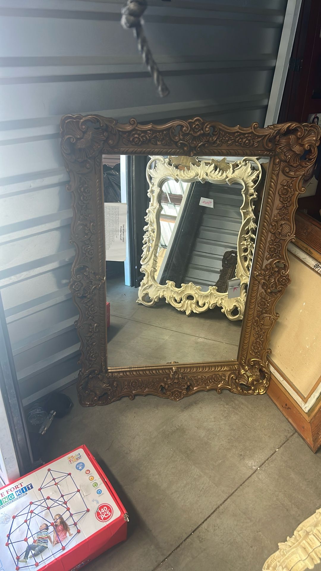 Large antique bronze frame mirror