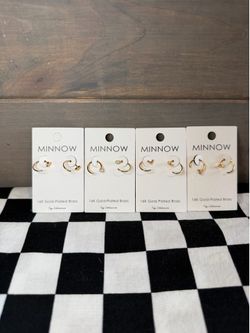 Gold Plated Threader Huggie Hoop Earrings