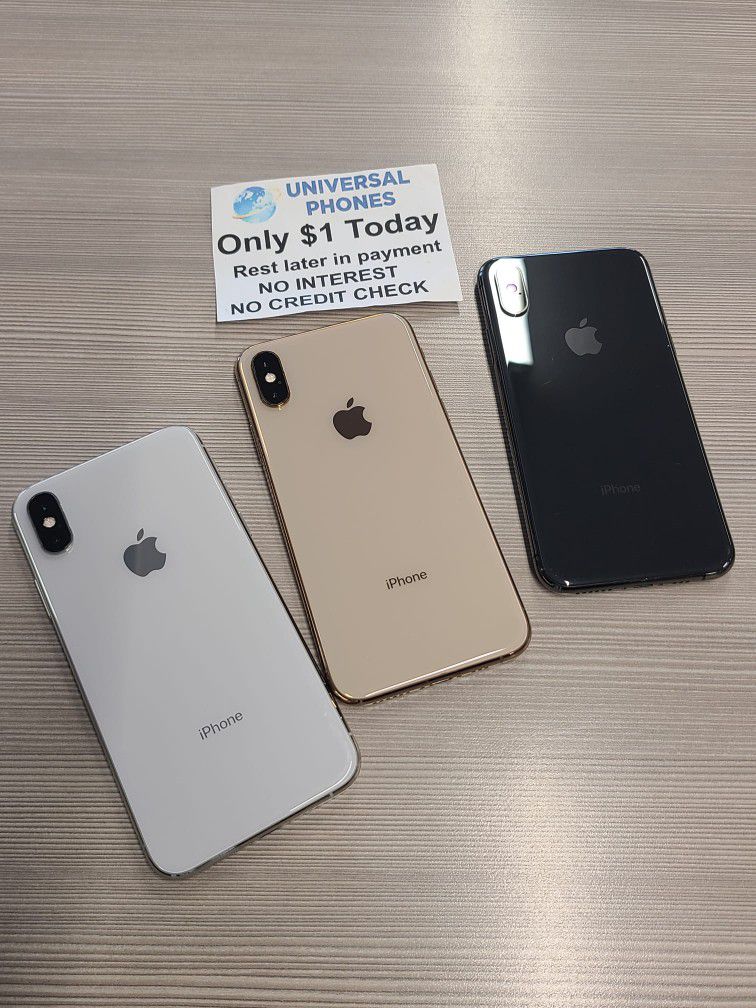 APPLE IPHONE XS 64GB UNLOCKED.  NO CREDIT CHECK $1 DOWN  PAYMENT OPTION.  3 MONTHS WARRANTY * 30 DAYS RETURN * 
