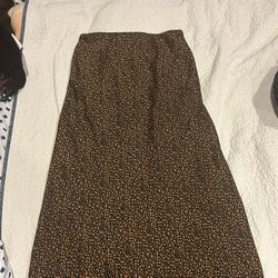 Black and Orange Midi Skirt Forever 21 S/M