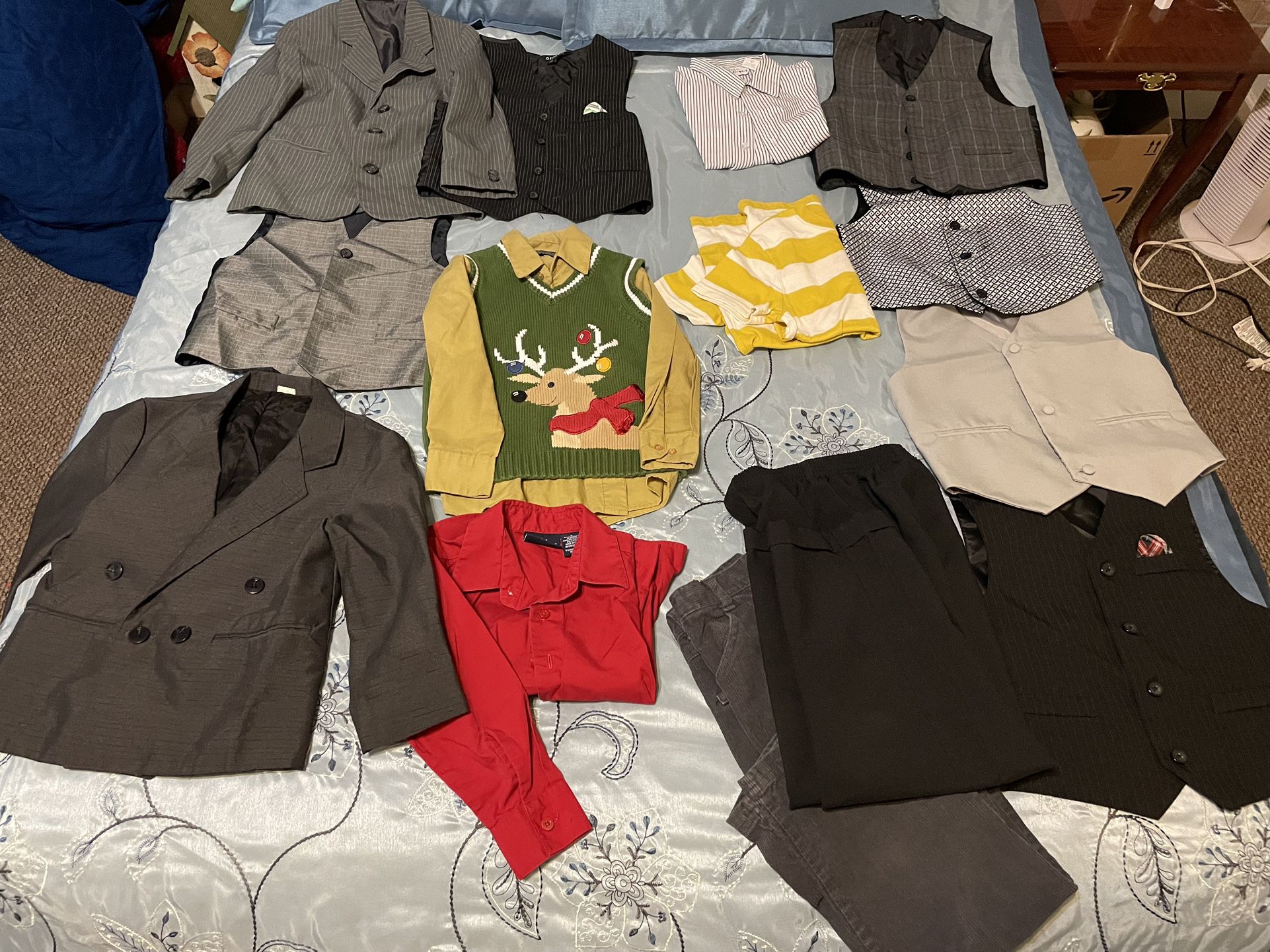 15 Pieces Of Boys Size 5-6 Dress Clothes Vest Suit Coat Pants Shirts