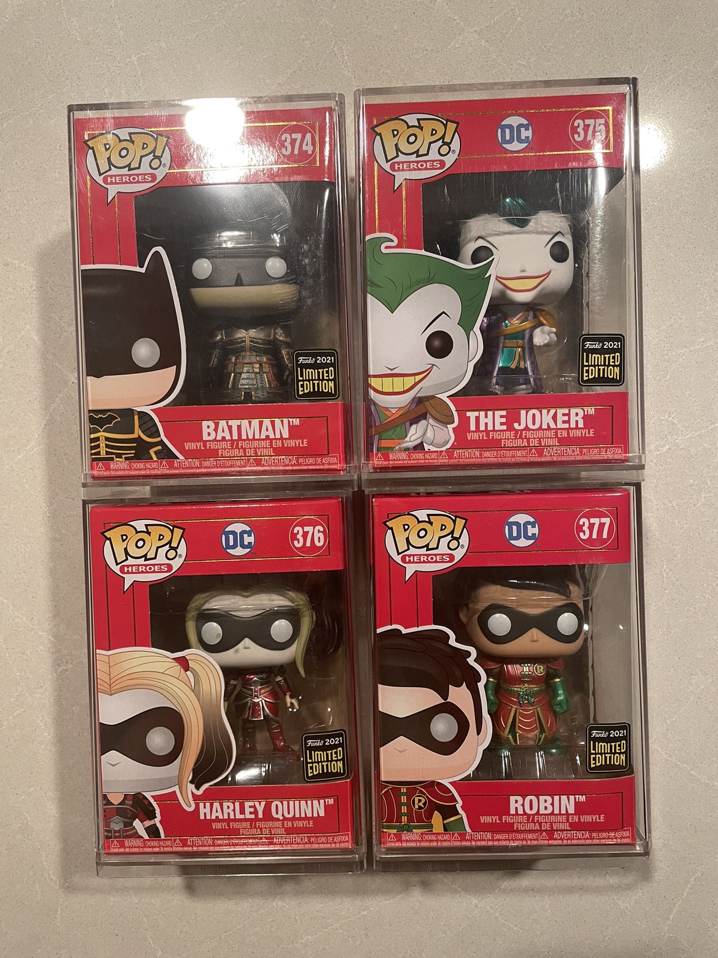 Metallic Imperial Batman Funko Pop Set *MINT* LE3000 Chinese Convention Exclusives DC Heroes 374 375 376 377 Hard Stack Protectors