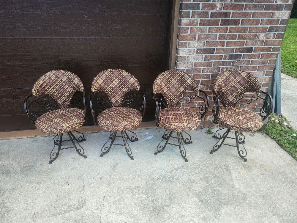 Vintage Hollywood Regency Wrought Iron Butterfly Swivel Club Chairs - Set of 4 FREE LOCAL DELIVERY