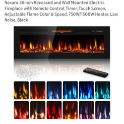 New 36" Electric Fireplace with Remote Control