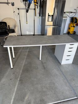 IKEA Desk Setup Alex Drawers Tabletop Office Desk Table
