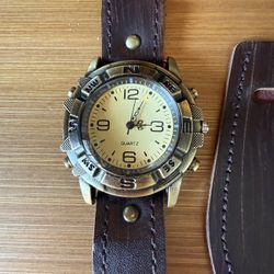 Punk Retro Wide Leather Cuff Watch