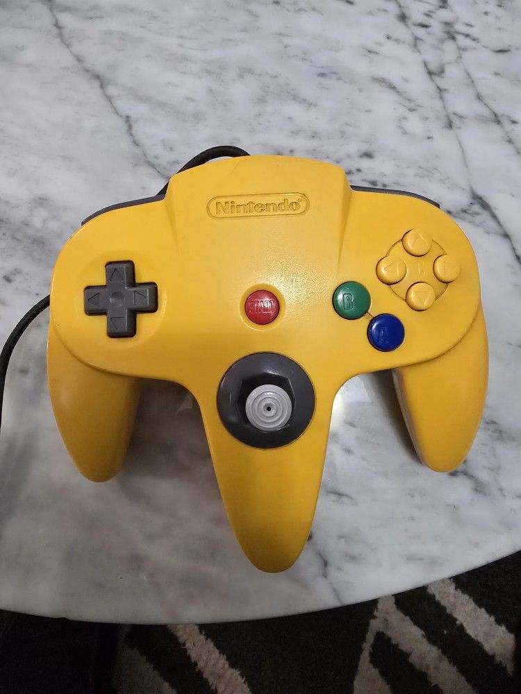 Genuine Official Nintendo 64 Controller Yellow Tested Working