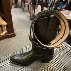 Botas Vaqueras De Piel Con Cinturón 