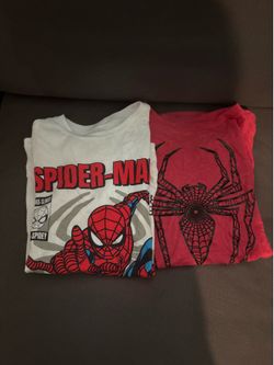 Two Kids Spider Man Shirts. Size L/XL -Great Condition