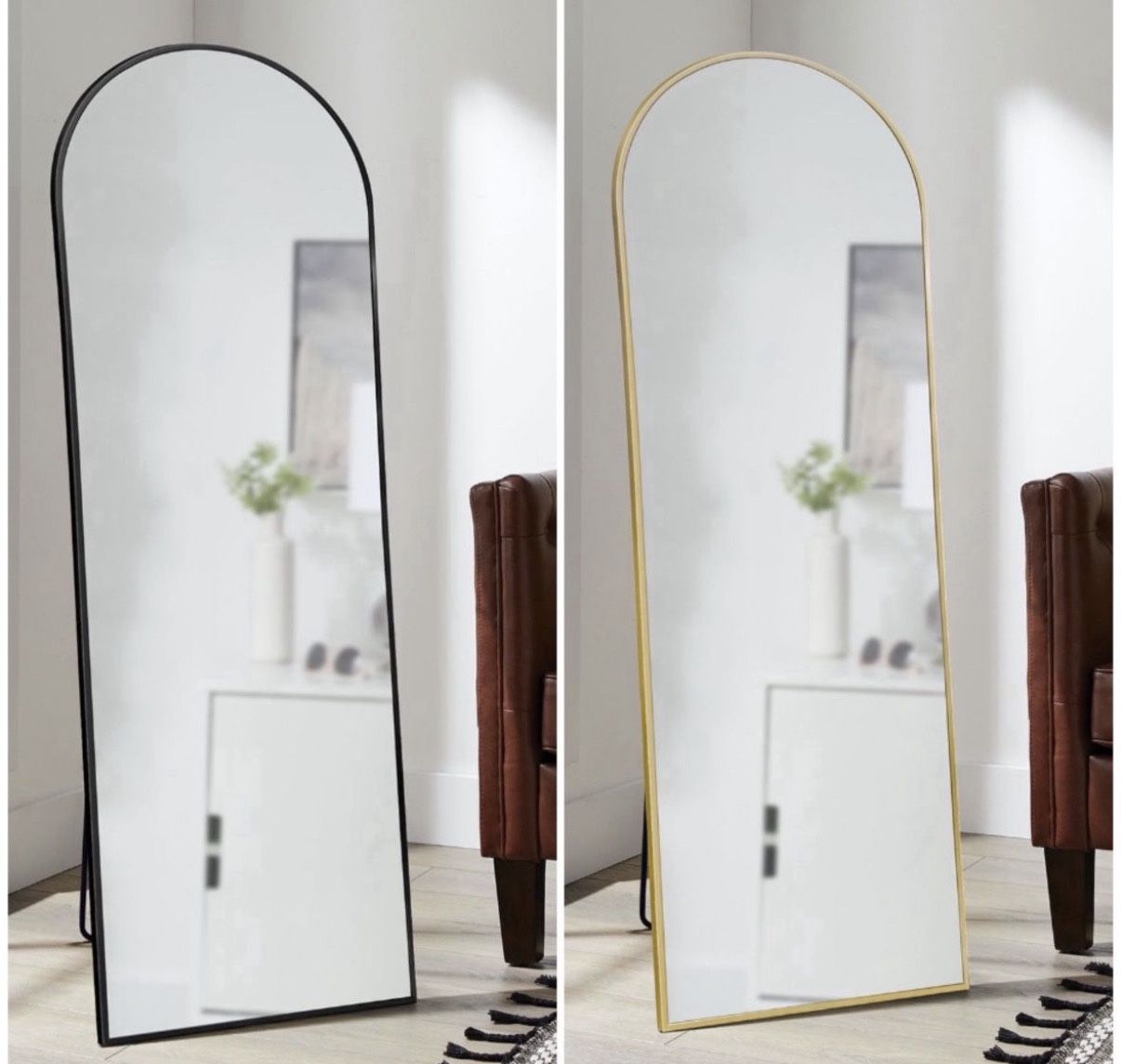 Member's Mark 22" x 67" Metal Arch Floor Easel Mirror, Black or Brass Brand New In Box 