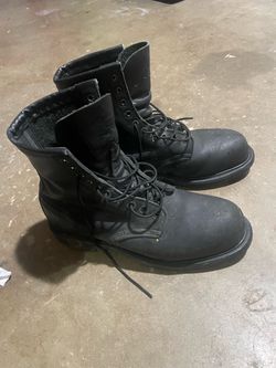Red Wing Black Leather Lace-Up Combat Work Boots