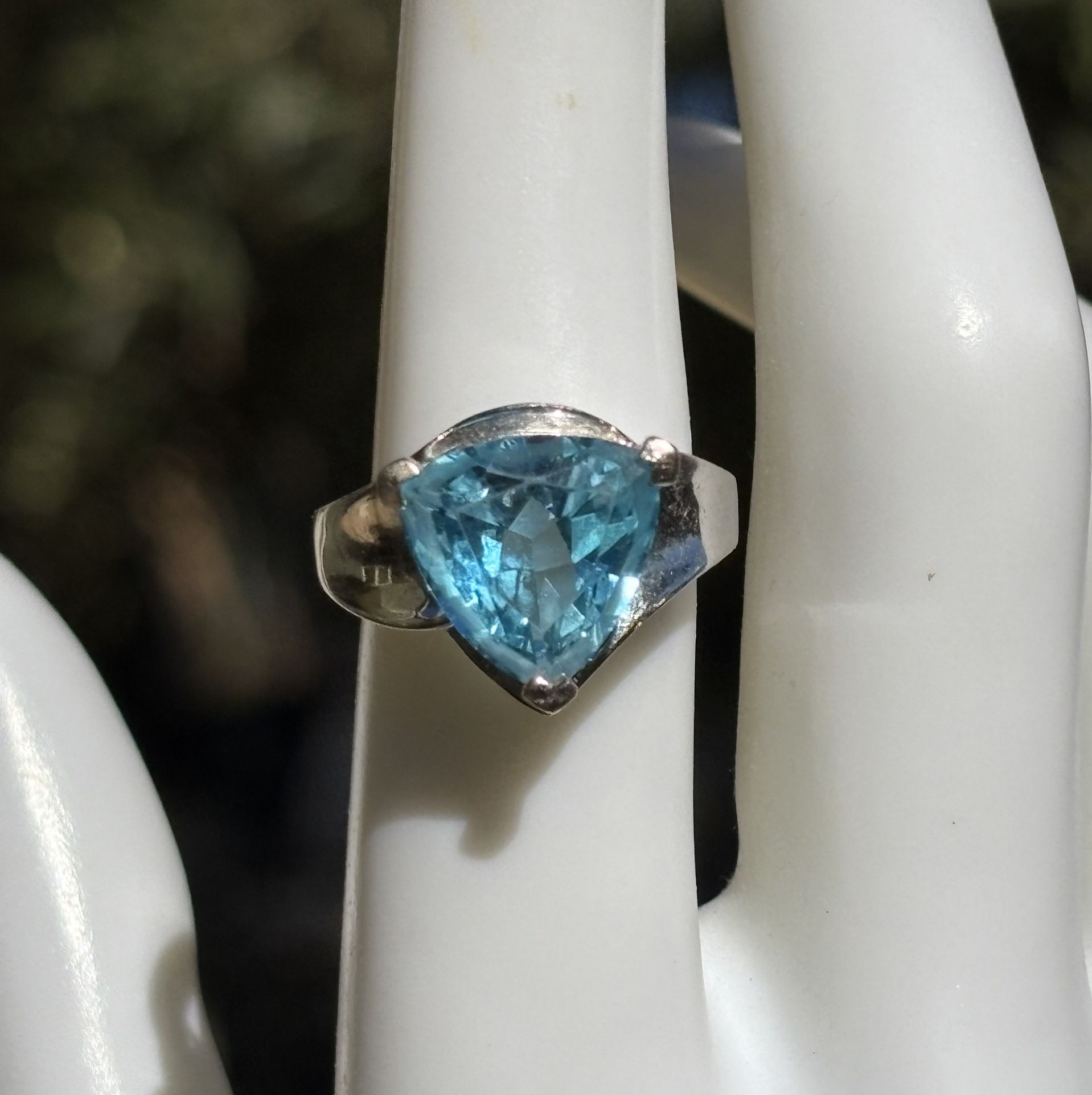 Midcentury 14k Blue Topaz Statement Ring, Size 7