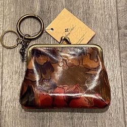 Beautiful Gift For Mom, Genuine Leather Coin Kisslock 