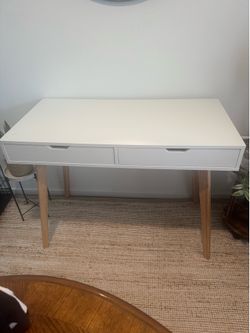 White Table desk with drawers