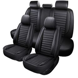 Car Seat Covers Full Set, 5Pcs Universal Leather Seat Covers for Cars, Waterproof Front and Rear Seat Covers Breathable Automotive Vehicle Seat Cover 
