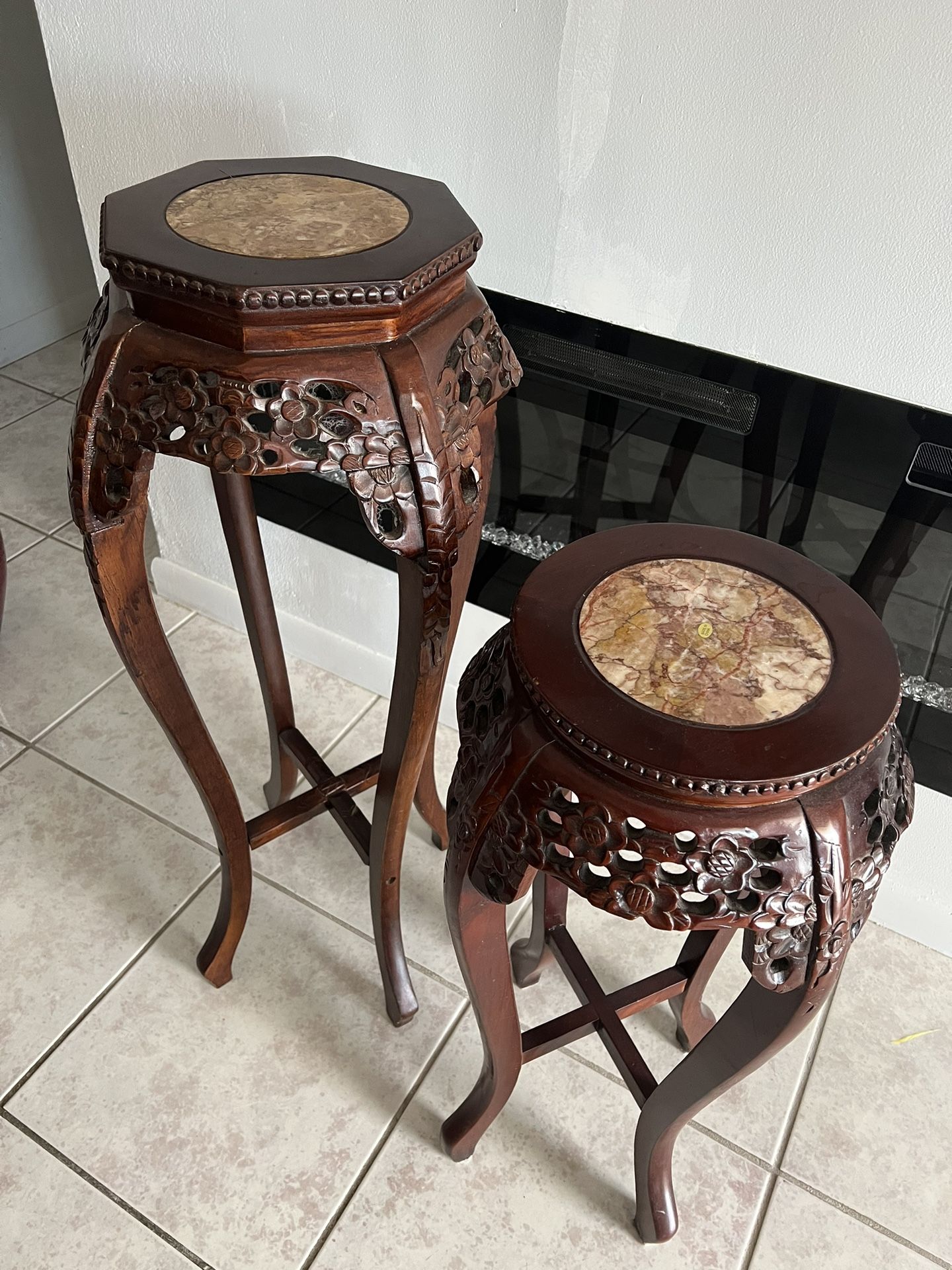 Set Of 2 Antique Top End Table
