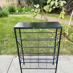 Metal Frame Top Wood Shoes Storage Shelves Organizer Size Length 28", Width 11", Height 39" New condition