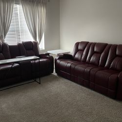 Red Leather Sofa And Love Seat