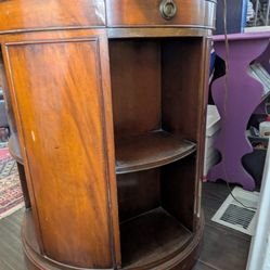Antique Revolving Bookcase.  Mahogany Wood With Leather Top... 